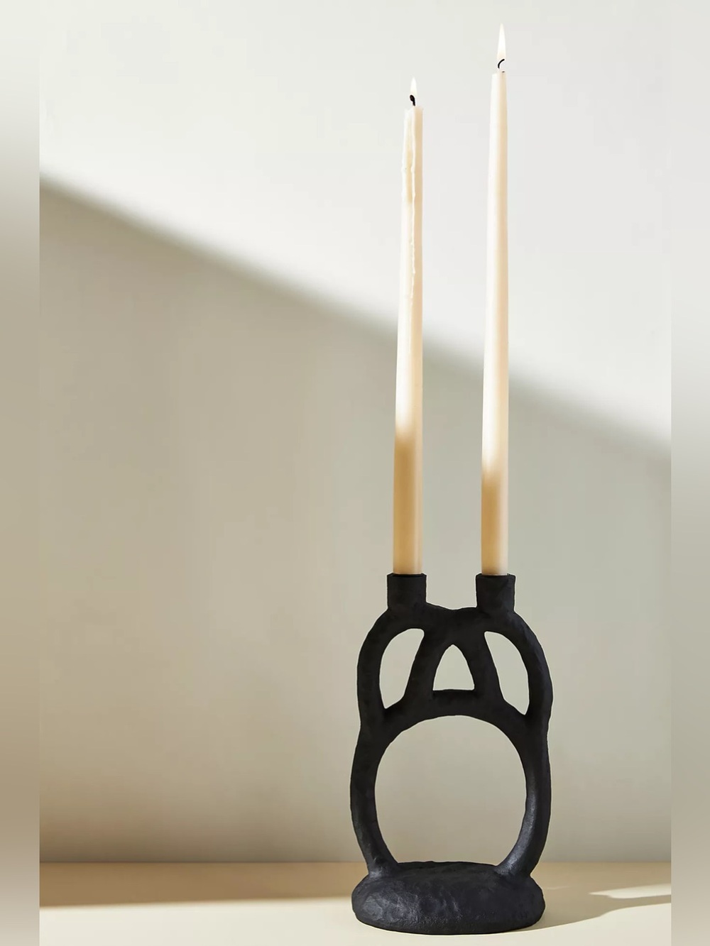 Handcrafted Black Ceramic Double Taper Candle Holder Home Accents anthropologie